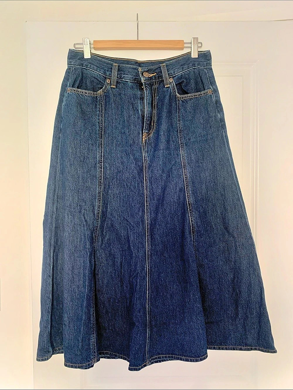 Levi's Long Icon Skirt Denim A-Line Skirt Blue Waist 29